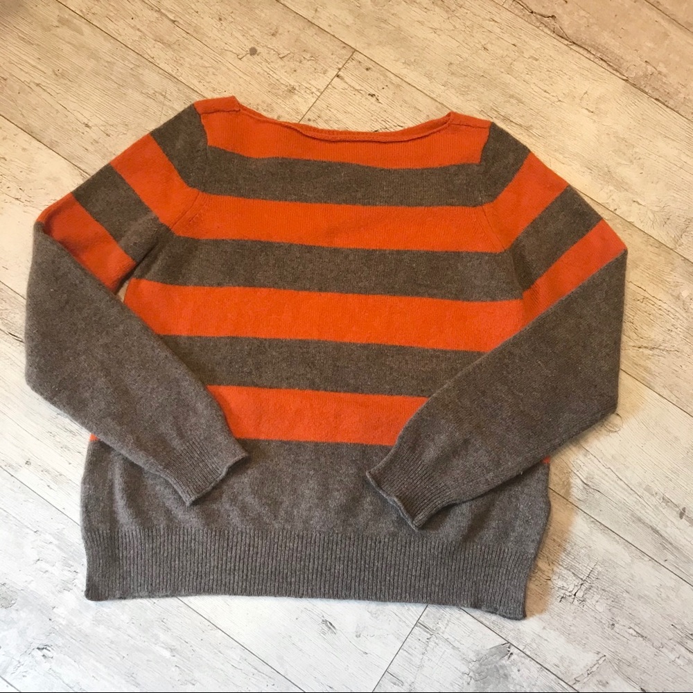 GAP orange gray striped lambs wool sweater XL
